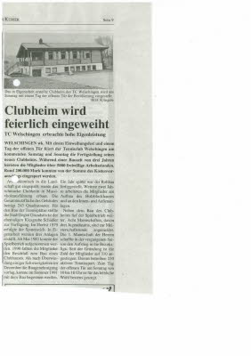 Zeitubg Clubheim Einweihung